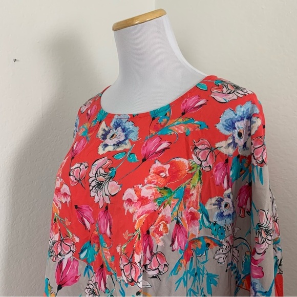 Tolani Collection Narissa Colorful Floral Caftan Tunic Top Womens M Art Modal - Picture 16 of 16